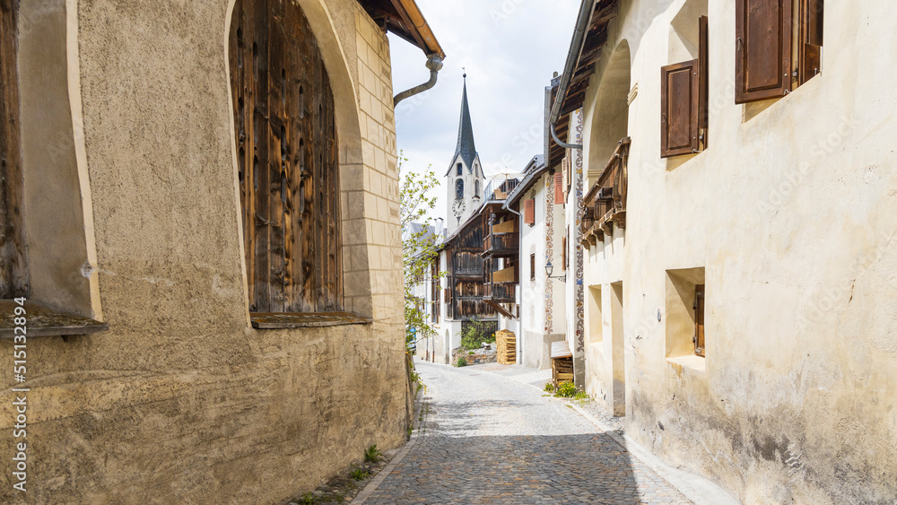Guarda, typical alpine village, Switzerland
