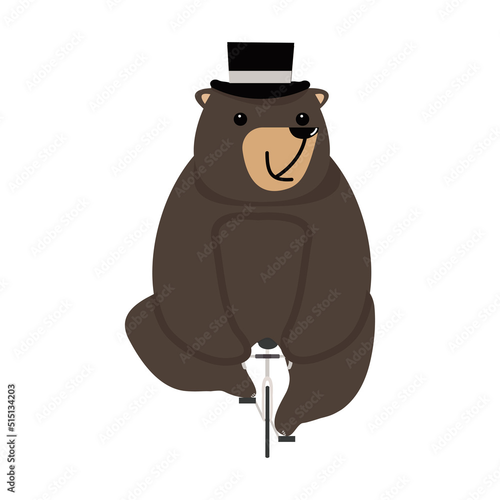 Obraz premium bear riding a bike cartoon