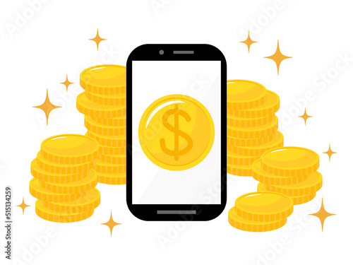 スマホとコインのアイコン　ドル