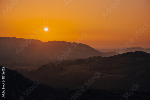 Sunset over a mountain range