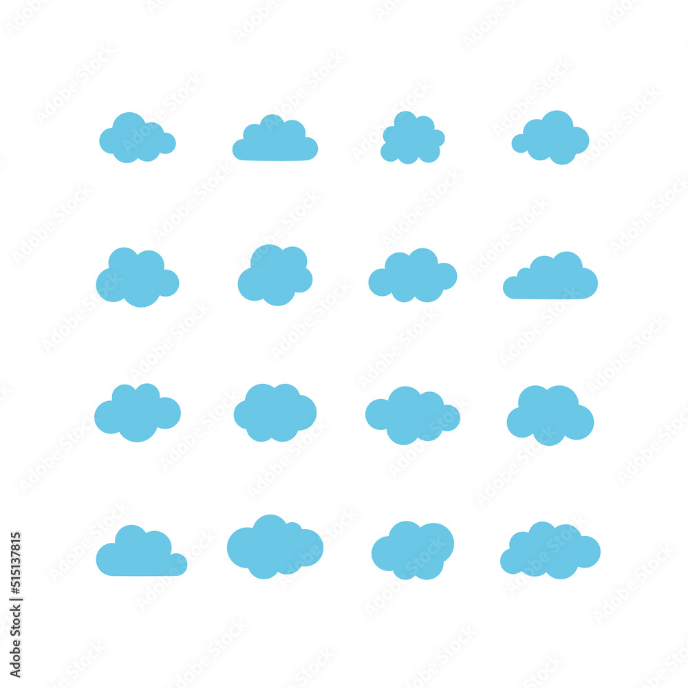Clouds. Set of weather icons. Collection of design elements. Vector illustration.	