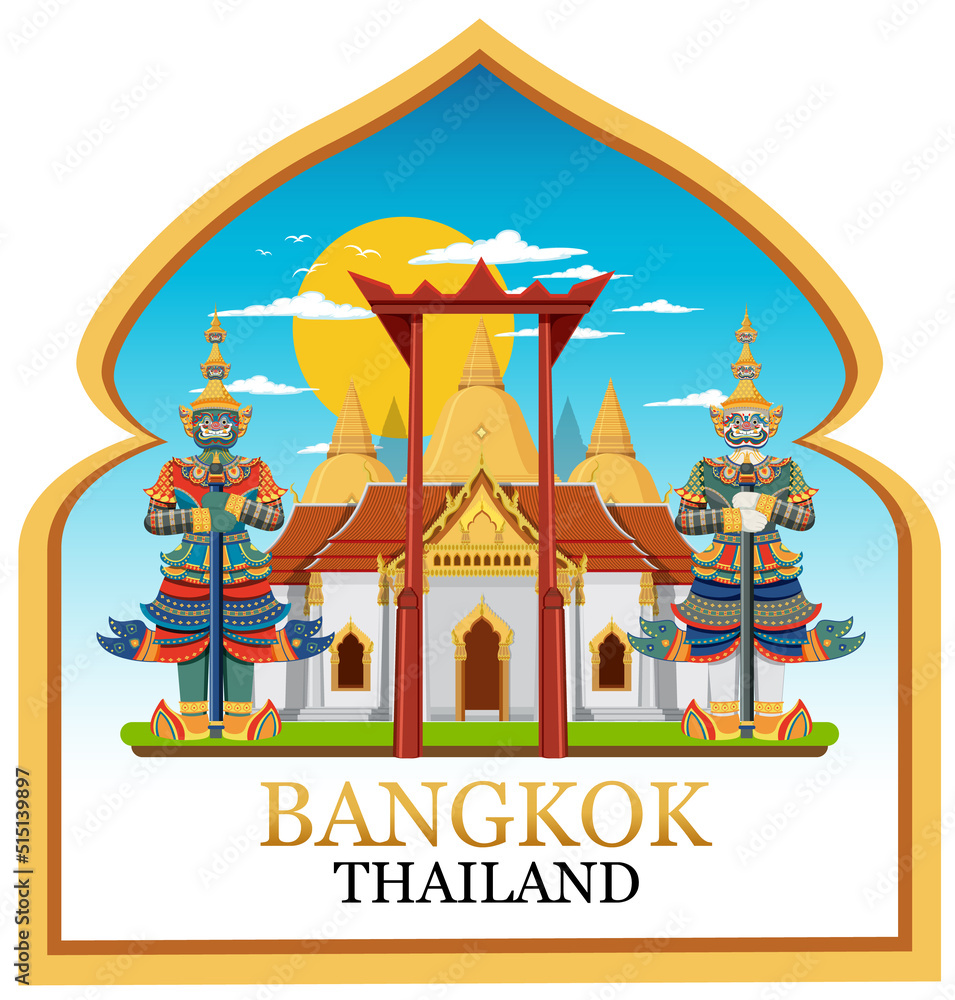 Bangkok Thailand Landmark Logo Banner Bangkok Thailand Landmark Logo Banner