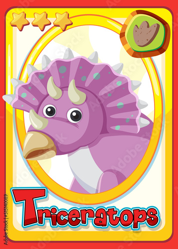 Triceratops dinosaur cartoon card