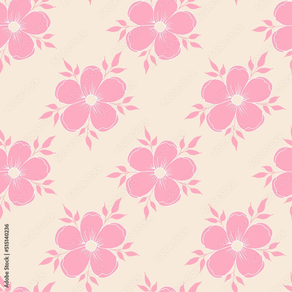custom made wallpaper toronto digitalVector pattern of pink flowers. Floral pattern for printing on paper, fabric.