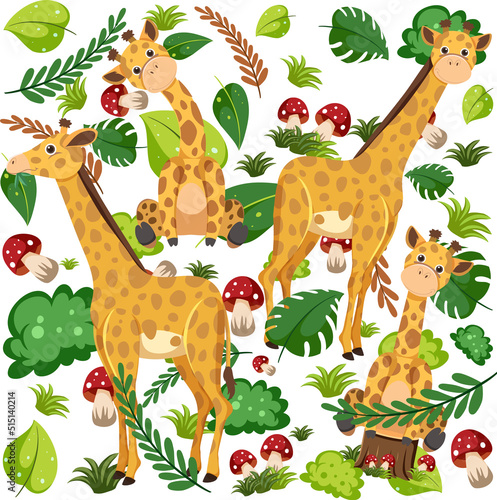 Cute giraffe seamless pattern