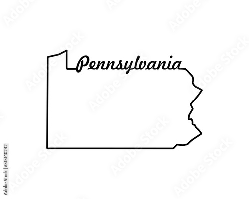 US state map. Pennsylvania outline symbol. Vector illustration