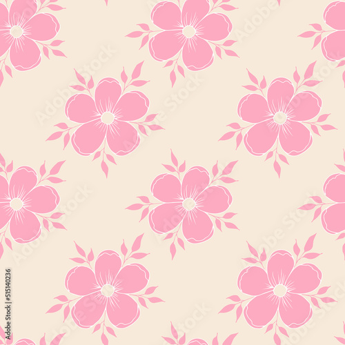 Vector pattern of pink flowers. Floral pattern for printing on paper, fabric.