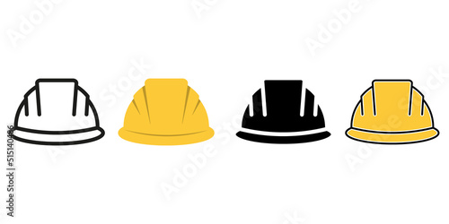 Construction Helmet icon set. Vector illustration isolated on white background