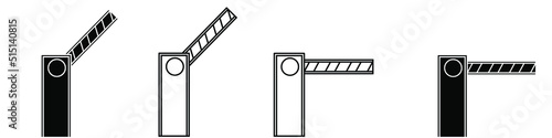 Automatic car barrier vector icon set. Parking barrier illustration sign collection.