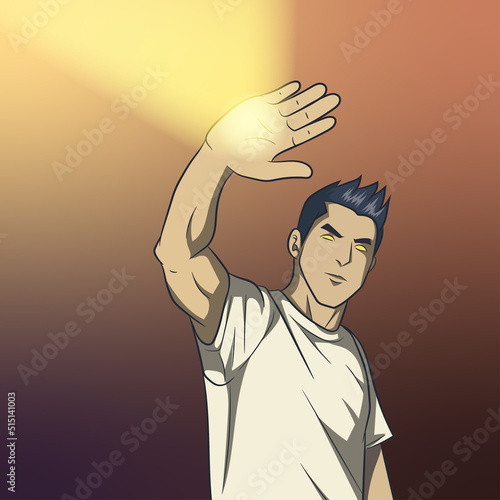 Superhero in action. Vector illustration