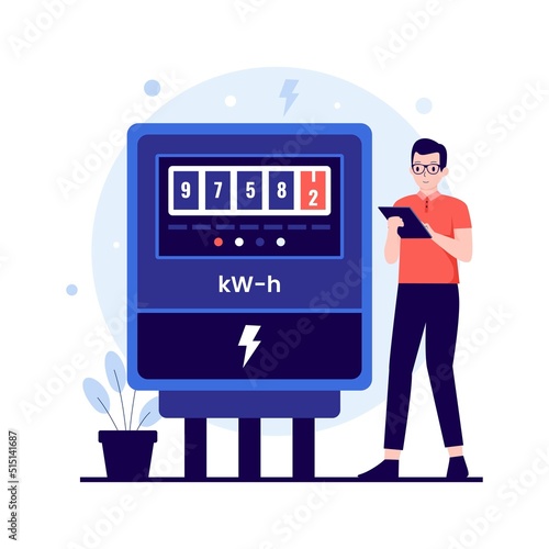 Electricity meter flat design concept. Illustration for websites, landing pages, mobile applications, posters and banners. Trendy flat vector illustration