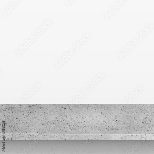 Gray concrete stone table top isolated on white background, promotional web template - Vector