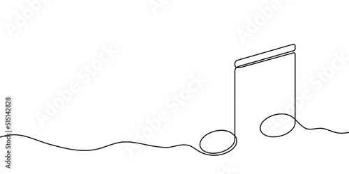 One continuous line illustration of music note. Musical note drawn in one line. Vector.