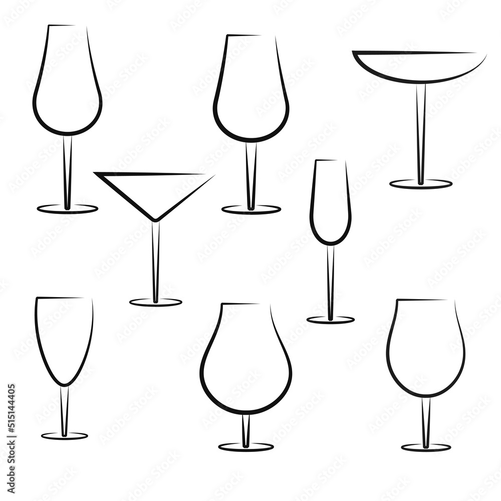 Set of different wine glass icon Set of different wine glass icon