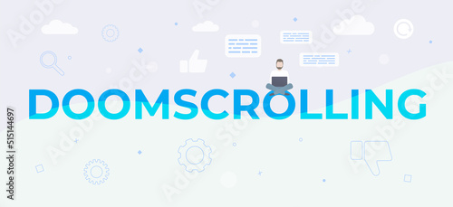 Doomscrolling or doomsurfing concept vector illustration
