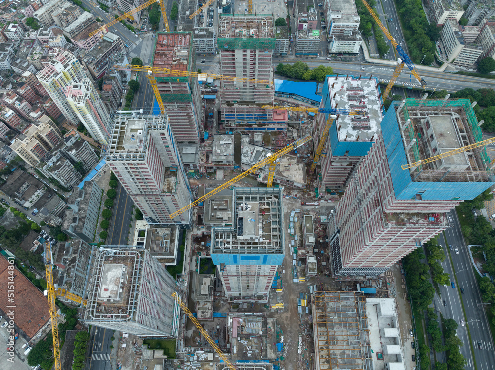 Aerial view of construction site in shenzhen city, China