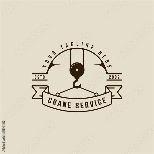 hook crane logo vintage vector illustration template icon graphic design. retro construction sign or symbol for industry and company concept