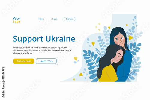 Support Ukraine concept flat vector Web landing