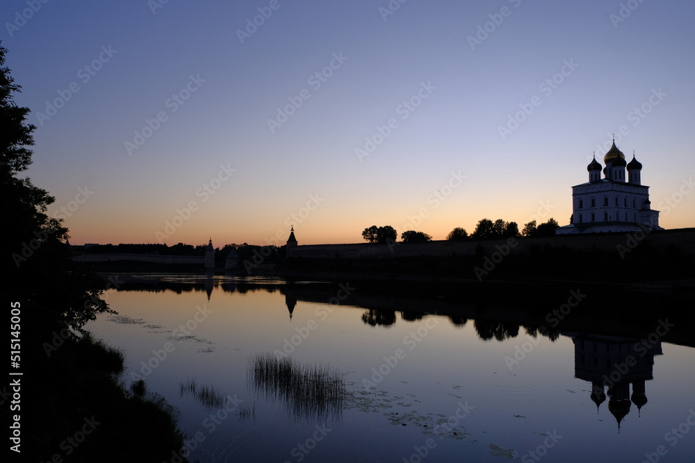 Fototapeta premium Sunrise in June, Pskov, Russia