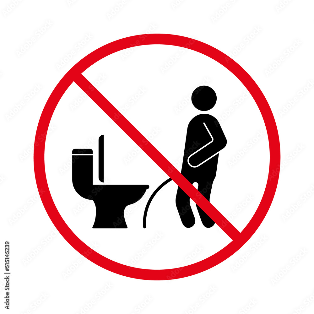 Prohibited Man Miss Toilet. Ban Men Pissing Black Silhouette Icon ...