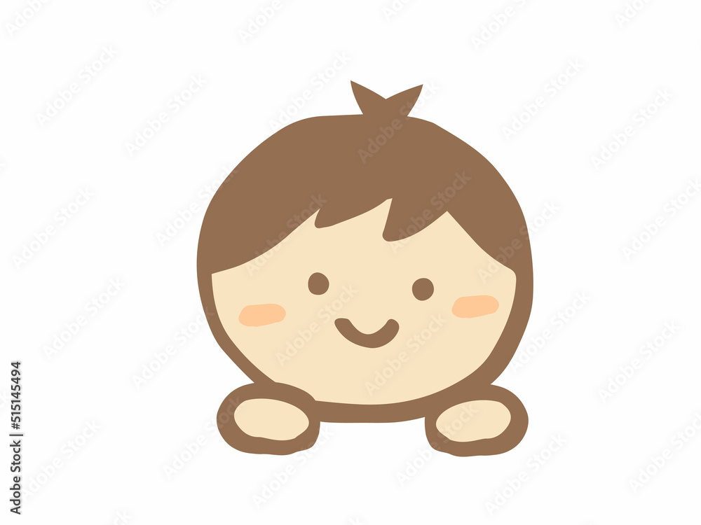かわいい女の子の笑顔/手描きイラスト素材 かわいい女の子の笑顔/手描きイラスト素材