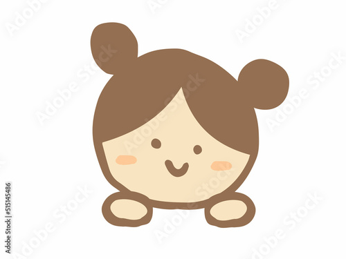 かわいい女の子の笑顔／手描きイラスト素材
