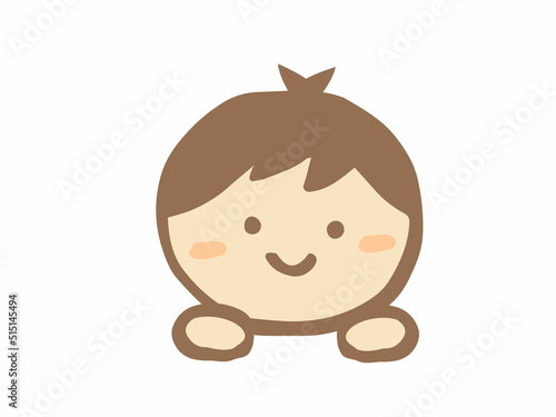 かわいい女の子の笑顔／手描きイラスト素材