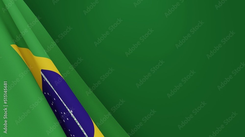 National banner flag of Brazil waving in the wind isolated on green ...