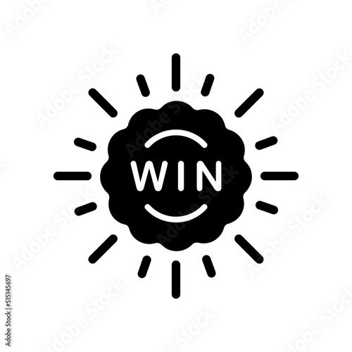 Win Casino Black Silhouette Icon. Winner Jackpot Lucky Glyph Pictogram. Poker Award Flat Symbol. Roulette Victory Game Prize Gamble Competition. Win Gambling Sign. Isolated Vector Illustration