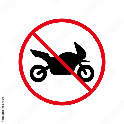 Ban Motorcycle Black Silhouette Icon. Restricted Motorbike Parking Forbidden Pictogram. Prohibited Moto Bike Red Stop Circle Symbol. Attention No Motor Bike Road Sign. Isolated Vector Illustration