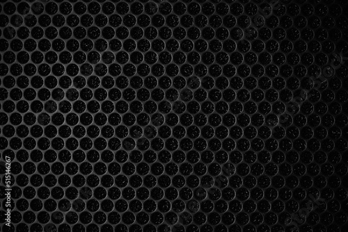 Wallpaper Mural Safety net on the music speaker. Protective grid audio speakers. Close view of Black safety net. Metal perforated mesh, abstract pattern, Abstract black background. Professional audio equipment Torontodigital.ca