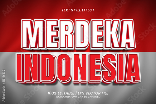 Editable Text Effect - Merdeka Indonesia 3D Style