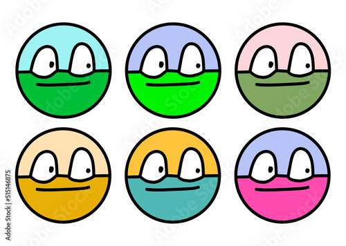 Smiling frogs logotype icon set in cartoon doodle style