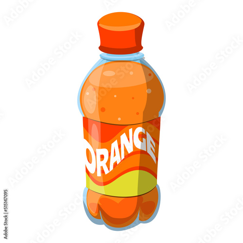 Bottle of fresh orange soda. Vector flat illustration.