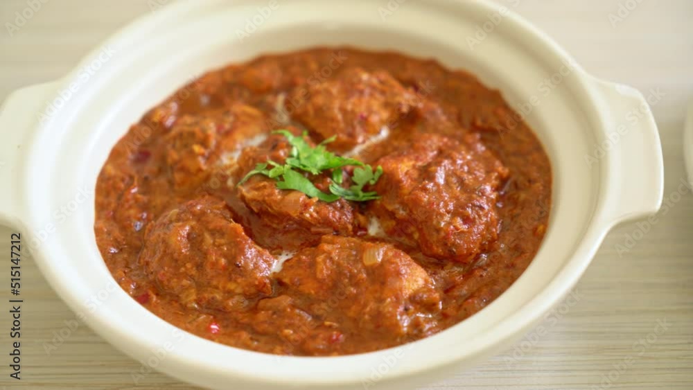 chicken tikka masala spicy curry meat food with roti or naan bread - Indian food style chicken tikka masala spicy curry meat food with roti or naan bread - Indian food style