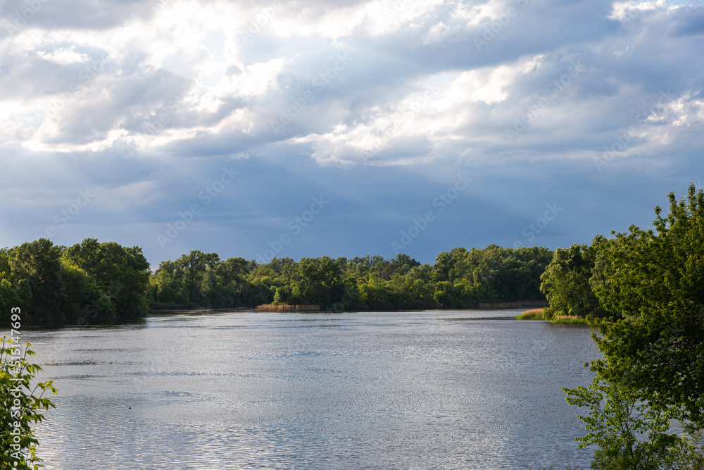Dnepr River. Forest, city park, nature reserve on Trukhaniv island in Kyiv, Ukraine. Dnepr River. Forest, city park, nature reserve on Trukhaniv island in Kyiv, Ukraine.