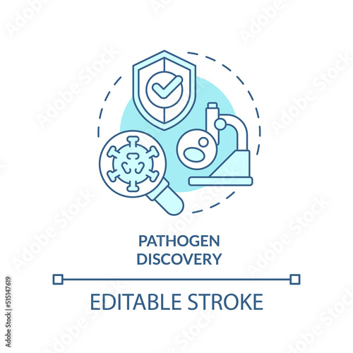 Pathogen discovery turquoise concept icon. Pandemic preparedness effort abstract idea thin line illustration. Isolated outline drawing. Editable stroke. Arial, Myriad Pro-Bold fonts used