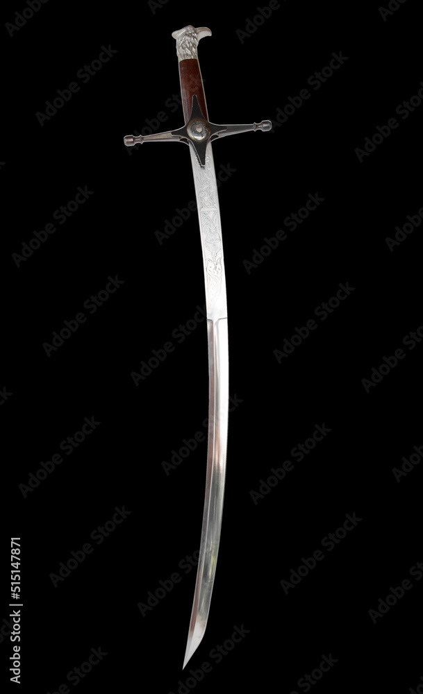 Cossack saber, on an isolated black background Cossack saber, on an isolated black background