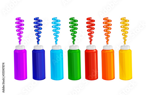 Acrylic,oil paints in tubes in all colors of the rainbow,realistic vector