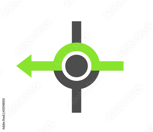 rond-point tout droit venant de droite symbole flèche verte