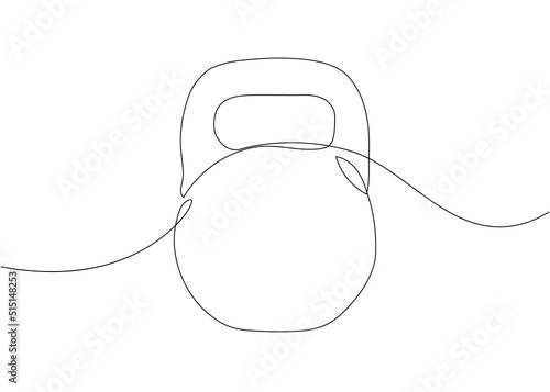 Sports kettlebell one line art. Continuous line drawing of sport, strength, power, lifting, activity, active, muscular, bodybuilder, weightlifting, weight, workout, dumbbell, athlete, muscle.
