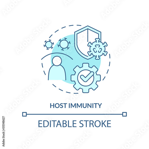 Host immunity turquoise concept icon. Pandemic preparedness preclinical research abstract idea thin line illustration. Isolated outline drawing. Editable stroke. Arial, Myriad Pro-Bold fonts used