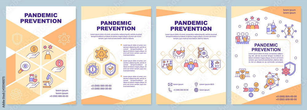Pandemic prevention orange brochure template. Leaflet design with ...