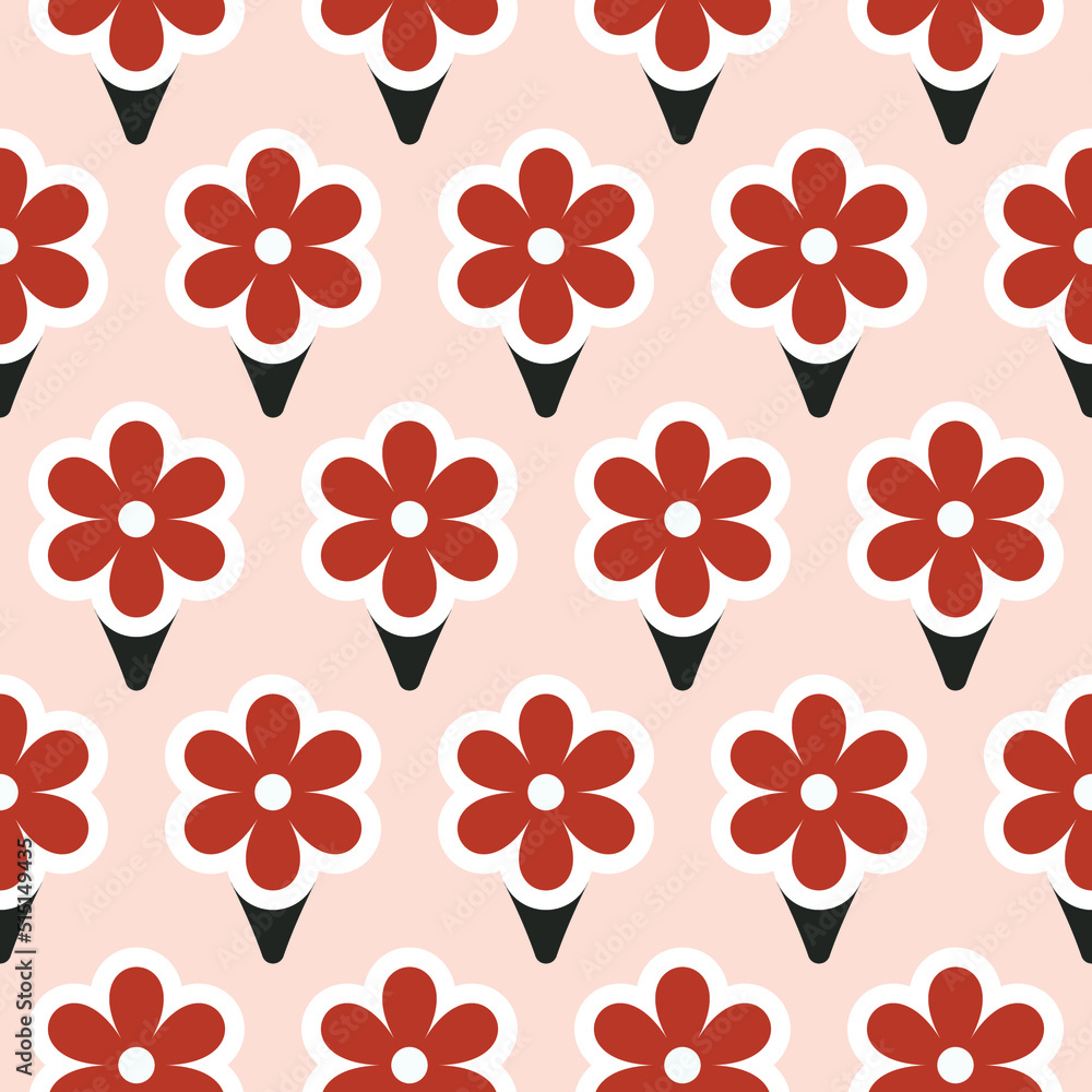 Abstract Retro Daisy Flowers Minimal Seamless Pattern Trendy Fashion Colors Perfect for Allover Fabric Print or Wrapping Paper Abstract Retro Daisy Flowers Minimal Seamless Pattern Trendy Fashion Colors Perfect for Allover Fabric Print or Wrapping Paper