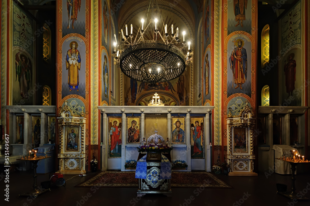 Interior of Pyrohoshcha Dormition of the Mother of God Church or simply Pyrohoshcha Church in Kyiv Ukraine