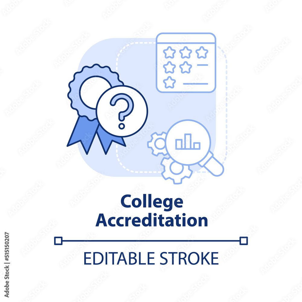 Fotografie College accreditation light blue concept icon