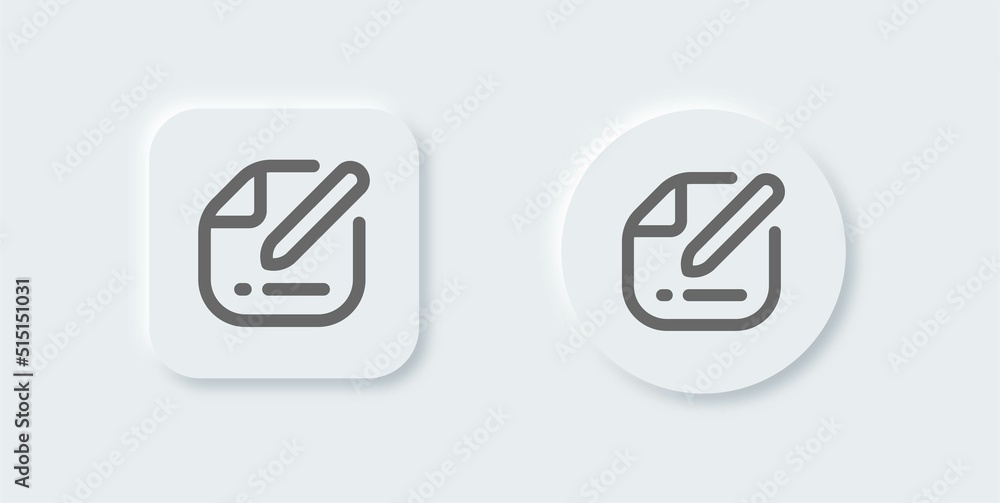 Edit line icon in neomorphic design style. Register signs vector illustration. Edit line icon in neomorphic design style. Register signs vector illustration.