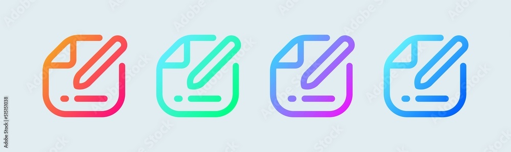 Edit line icon in gradient colors. Register signs vector illustration. Edit line icon in gradient colors. Register signs vector illustration.