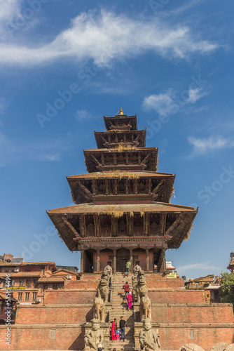Front of the Nyatapola temple on Durbar Square of Bhaktapur, Nepal