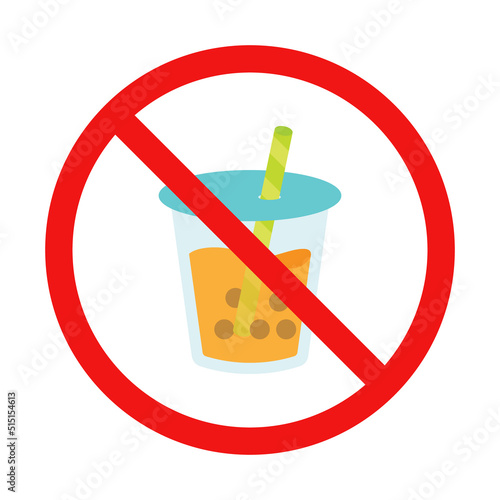 Vector No Bubble Tea Sign on White Background